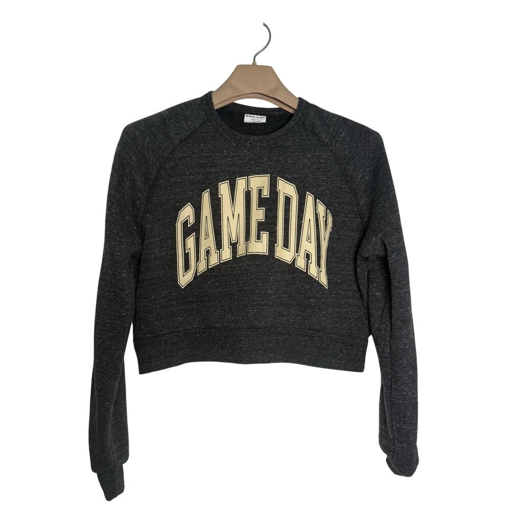 Where I'm From GAME DAY Arch Script Crewneck Fleece Sweatshirt Size SMALL Gray